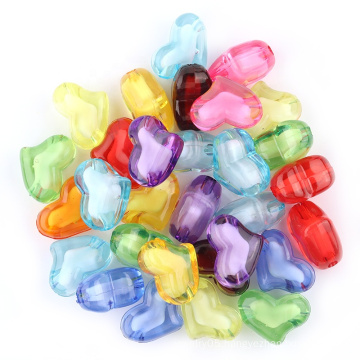 100 Pcs Colorful Acrylic Heart Beads Crystal Beads